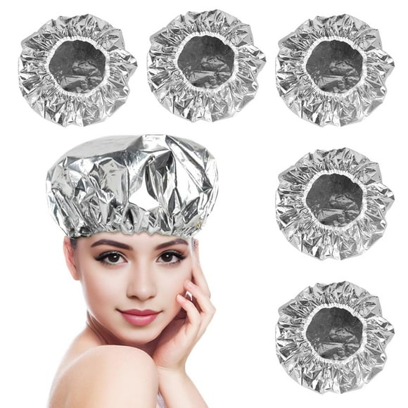 Aluminum Foil Hair Heat Hat, 5pcs Aluminum Foil Reusable Hair Processing Caps Deep Conditioning Caps Hair Coloring Shower Caps for Home Salon Use (30cm), Silver Silver 30cm