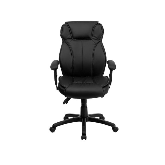 Scranton & Co Faux Leather/Nylon High Back Executive Office Chair in Black