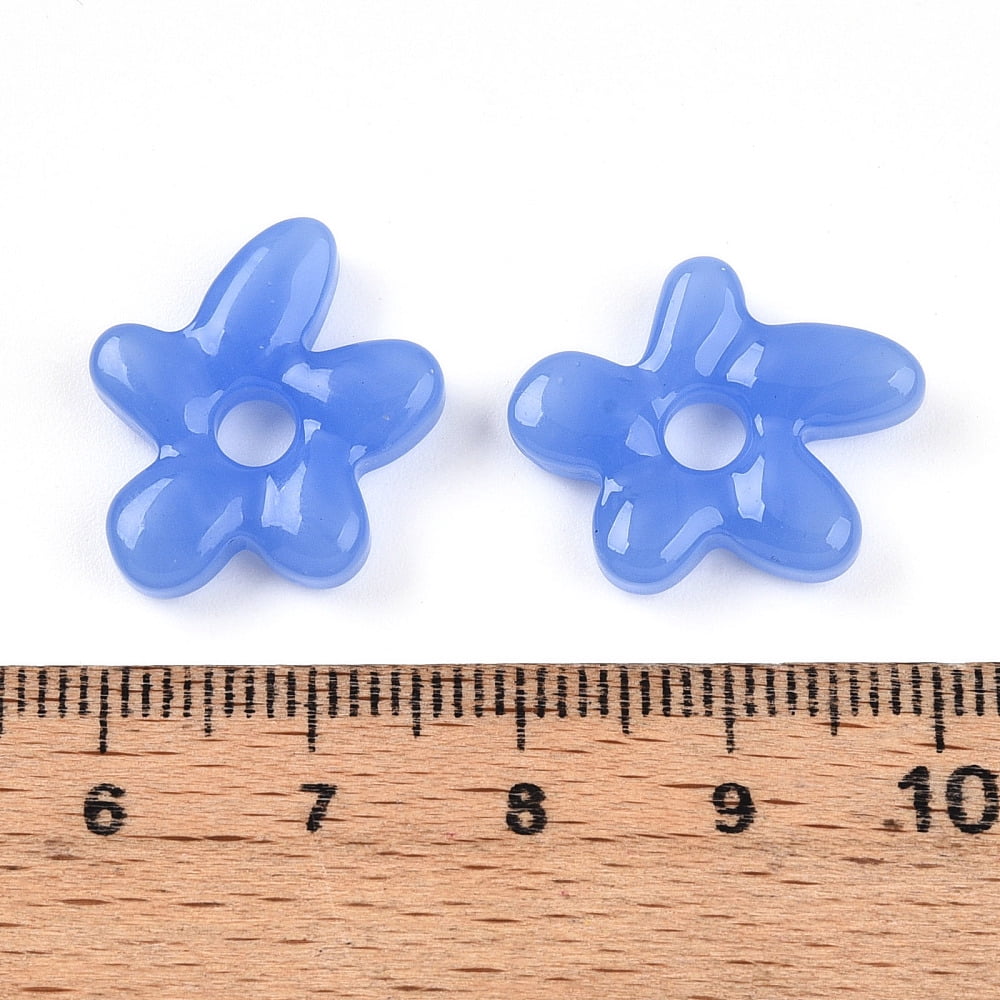 100pcs Handmade Lampwork Beads Flower Mixed color 18~18.5x17~17.5x4~5mm Hole: 3~4mm