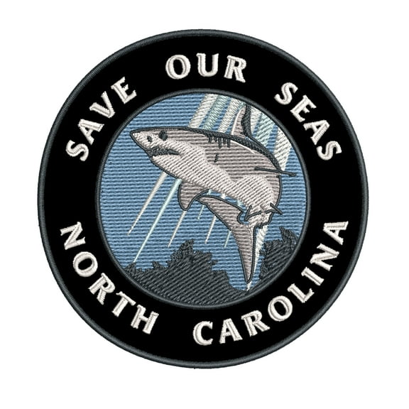 Save Our Seas! North Carolina 3.5 Inch Iron Or Sew On Embroidered Fabric Badge Patch Ocean Beach, Salt Life Iconic Series
