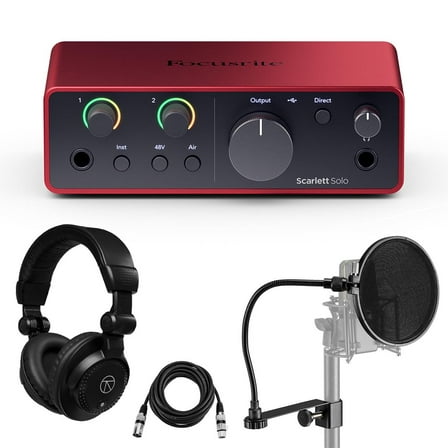 Focusrite Scarlett Solo 4th Gen USB Interface with Software Suite, 1.79 x 5.63 x 3.78"