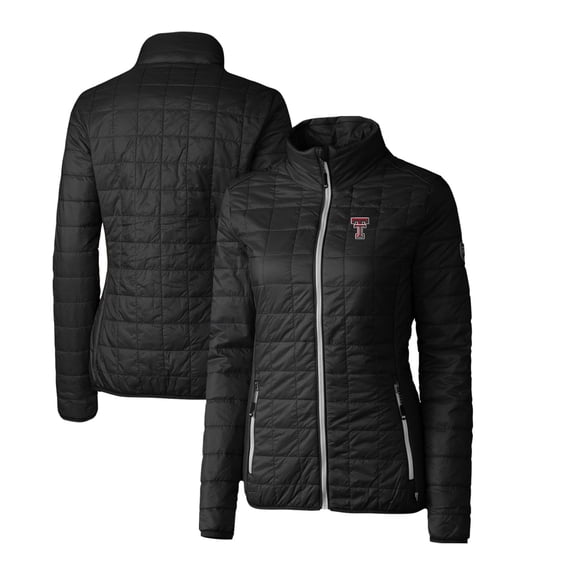 Women's Cutter & Buck Black Texas Tech Red Raiders Rainier Eco Insulated Puffer Full-Zip Jacket