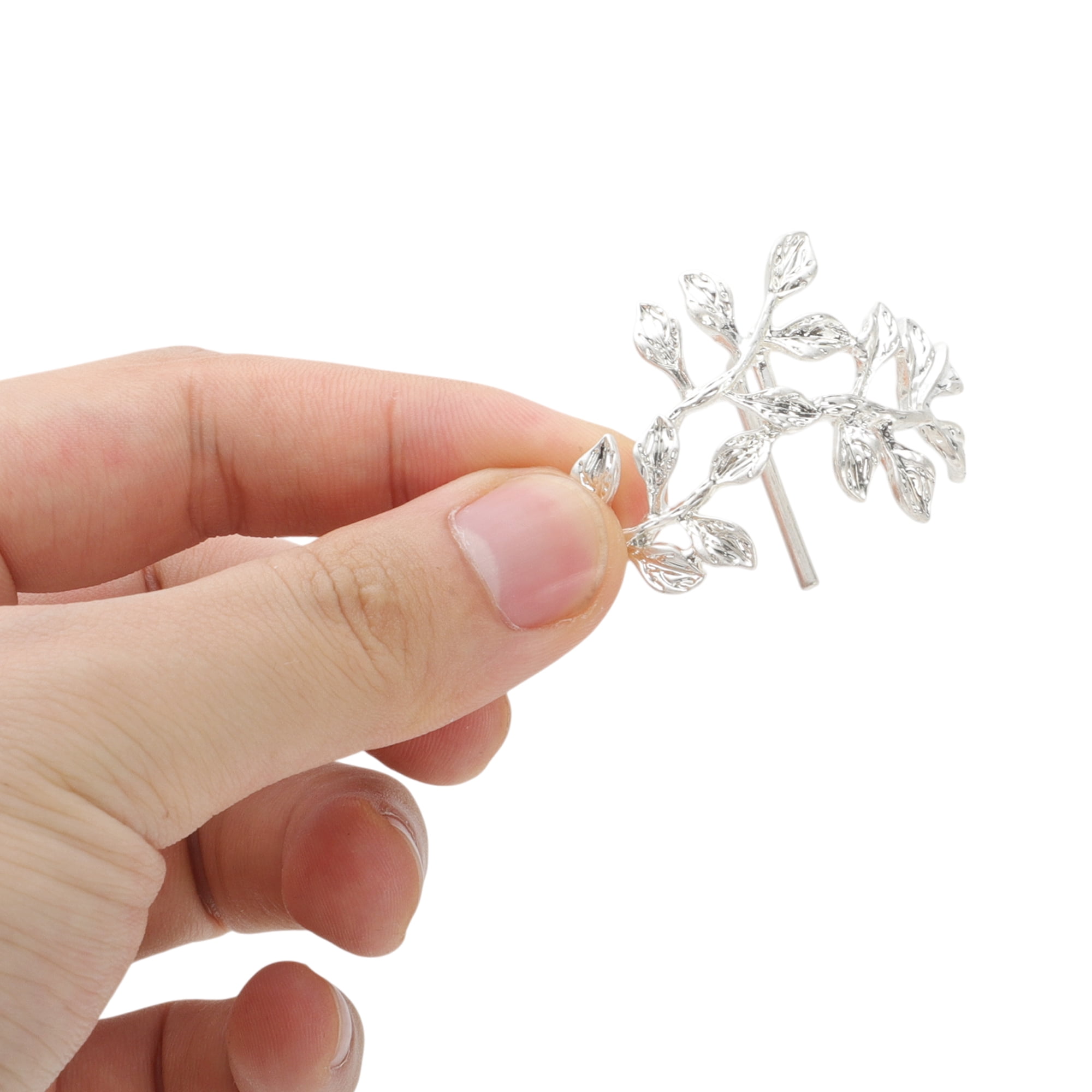 Unique Bargains Stylish Leaf Ponytail Buckle Hair Clip for Women 1 Pc Silver Tone