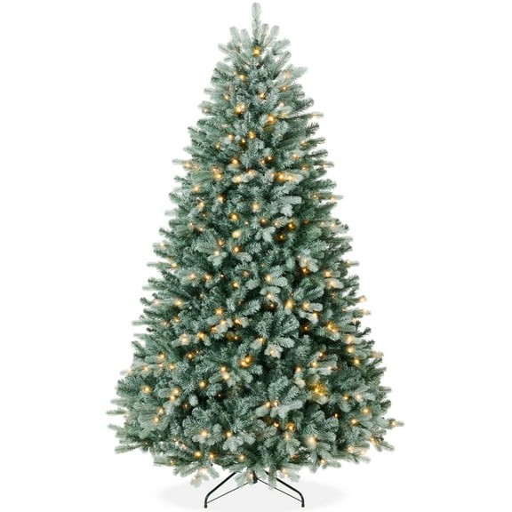 Pre-Lit Blue Spruce Christmas Tree, 6Ft Realistic Artificial Lighted Holiday Decor, w/450 Twinkling White & Multi LEDs