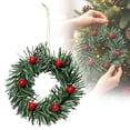 thumbnail image 5 of 10 Pcs Christmas Wreath with 6 Red Berries, Christmas Table Centerpieces, Mini Small Christmas Wreath, Kitchen Cabinet Table Decor, Xmas Pillar Ring Holder, Christmas Hanging Decoration,Green*10, 5 of 5