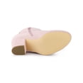 thumbnail image 5 of BLISSFUL STEP Women's Ankle Boots Block Heel Zipper Lace Up Boots Pink 9, 5 of 6