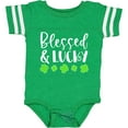 thumbnail image 3 of Inktastic Blessed and Lucky 4 Leaf Clovers St. Patrick's Day Boys or Girls Baby Bodysuit, 3 of 5