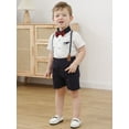 thumbnail image 3 of Toddler Baby Boys Gentleman Outfits Suits Formal Party Clothes Set Shirt Shorts Suspender Pants 1-5T, 3 of 16