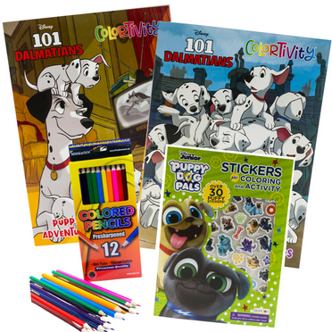 Disney 101 Dalmations set of 2 Coloring Books, Stickers, and Coloring Pencils