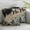 thumbnail image 3 of ONETECH Ink Wash Painting Throw Pillow Cover Plum Blossom Chrysanthemum Orchid Bamboo Cushion Covers Traditional Chinese Calligraphy Culture Home Decorative Pillowcases, 3 of 5