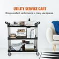 thumbnail image 2 of VEVOR Utility Service Cart with Lockable Wheels 3-Tier Food Service Cart 154lbs Capacity，for Kitchen Office Restaurant Home, Black, 2 of 9