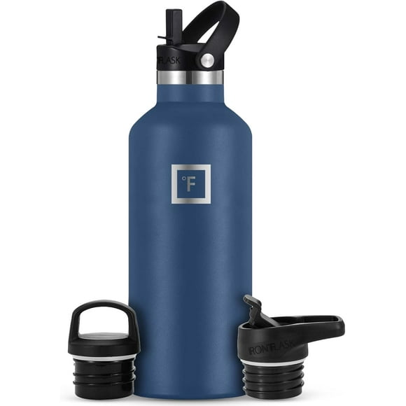 czcpp-Sports Water Bottle - 32 oz, 3 Lids (Straw Lid) - Leak Proof, Durable Double Walled Stainless Steel - Gym Bottles for Men, Women & Kids - Insulated Thermos, Hot & Cold Hiking Canteen