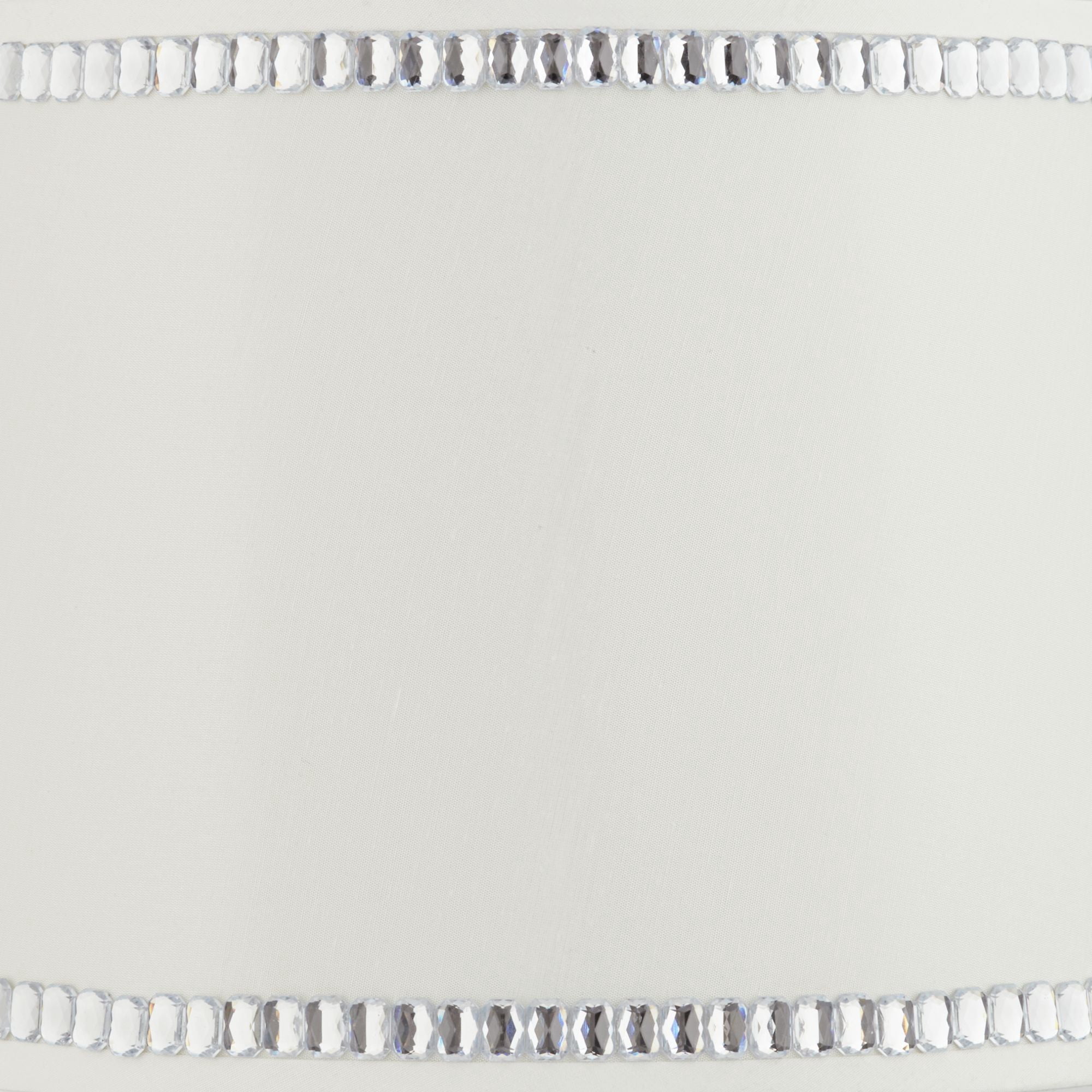 Springcrest White Medium Drum Lamp Shade with Crystal Trim 13" Top x 15" Bottom x 10" High x 10" Slant (Spider) Replacement