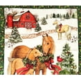 thumbnail image 2 of 1 Panel - Horse & Pony Farm Susan Winget Christmas Holiday Cotton Fabric Panel (Great for Quilting, Sewing, Craft Projects, Wall Hangings, and More) 35" X 44", 2 of 2
