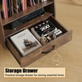 thumbnail image 4 of Hironpal Large Record Player Stand with Vinyl Storage with LED Light, Turntable Stand with Drawer, Midcentury Record Player Table Holds Up to 200+ Albums, DVD Shelf for Music Room Living Room-Walnut, 4 of 8