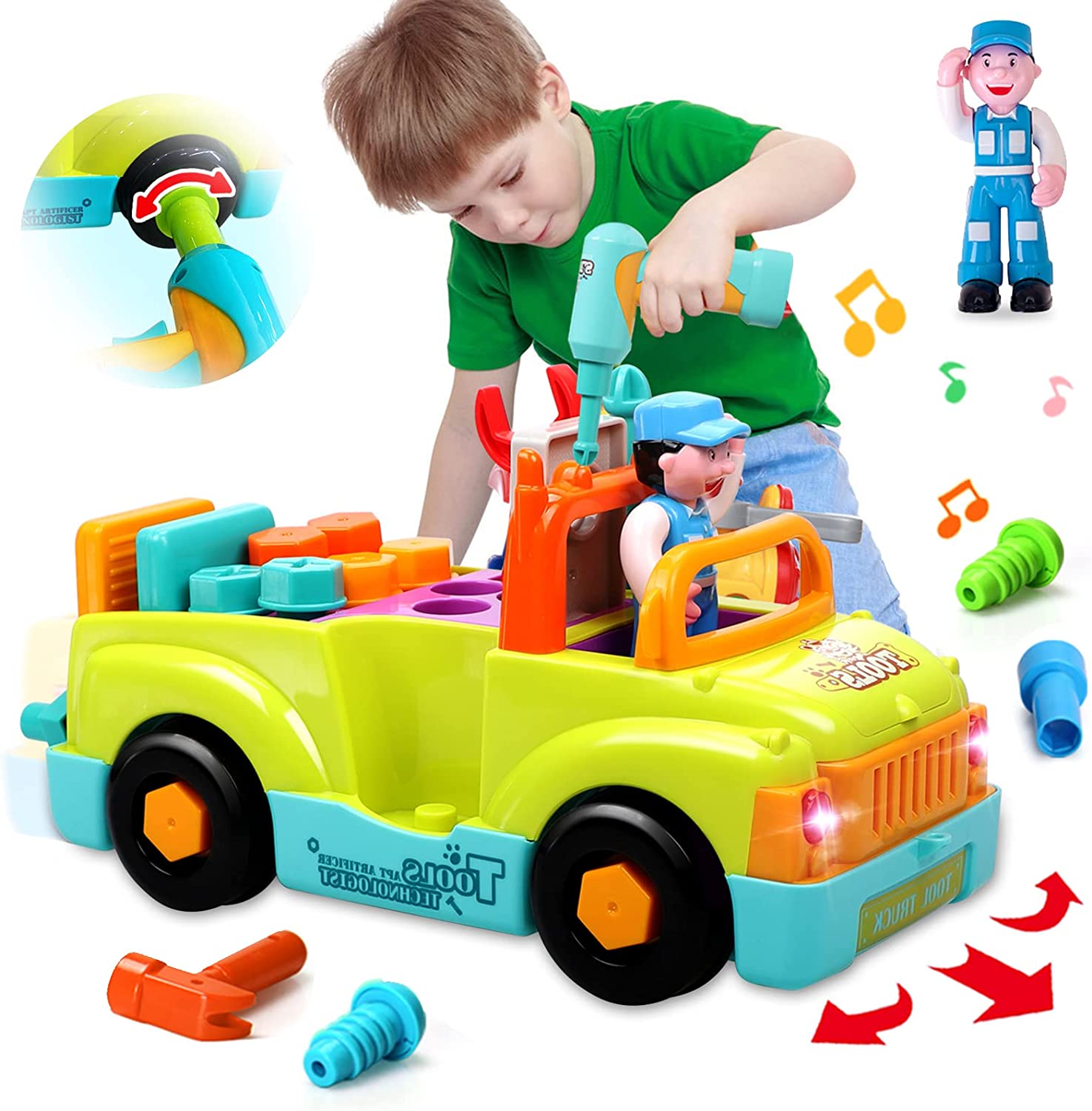 Take Apart Car Toys for 3 Year Old Boys, Bump & Go Construction Truck