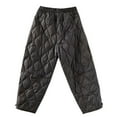thumbnail image 4 of Womens Retro Literary Solid Color Down Pants With  Checkered Line And Disc Buckle Windproof Warm Casual Pants, 4 of 5