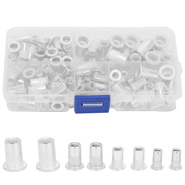 Tuerca de remache roscada, 100 piezas/caja de aluminio Tuerca de remache de aluminio Tuerca de inserción La mejor de su clase