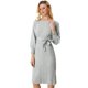 thumbnail image 1 of Vestido de Punto con Cinturón Allegra K para Mujer con Cuello Redondo Mangas faroles Casual Gris XS, 1 of 6