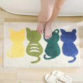 thumbnail image 2 of Alfombra de baño con estampado de gatos, cuatro adorables gatos, suave y acogedora, de microfibra, absorbente de agua, con respaldo antideslizante (40,6 x 61 cm), color rosa, 2 of 5