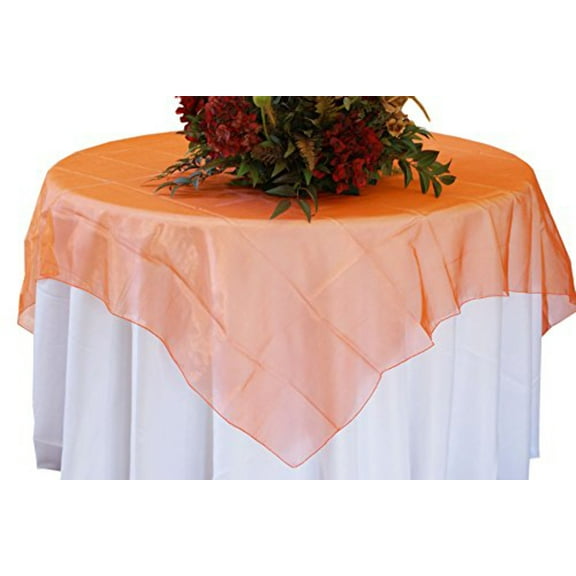 Organza Table Overlay Linen Table Cloth 80" X 80" Square(1 Piece) Orange