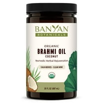Banyan Botanicals Brahmi Oil with Coconut Base – Organic Massage Oil with Bacopa and Gotu Kola ­­– for Focus, Calm Nervous System, and Healthy Hair Growth – 30 oz – Non GMO Sustainably Sourced Vegan
