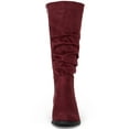 thumbnail image 3 of DARING DIVA Women's Round Toe Slouches Block Heels Knee High Boots Burgundy 9, 3 of 7