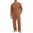 thumbnail image 2 of HAJWOH Mens Pajama Set Long Sleeve Soft Sleepwear with Pocketsand Elastic Drawstring, Comfortable Loungewear for Sleeping, 2 of 5