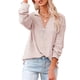thumbnail image 1 of Blusa Manga larga Cuello en V Hilo con cremallera Color puro Camiseta casual de moda para mujer, 1 of 5
