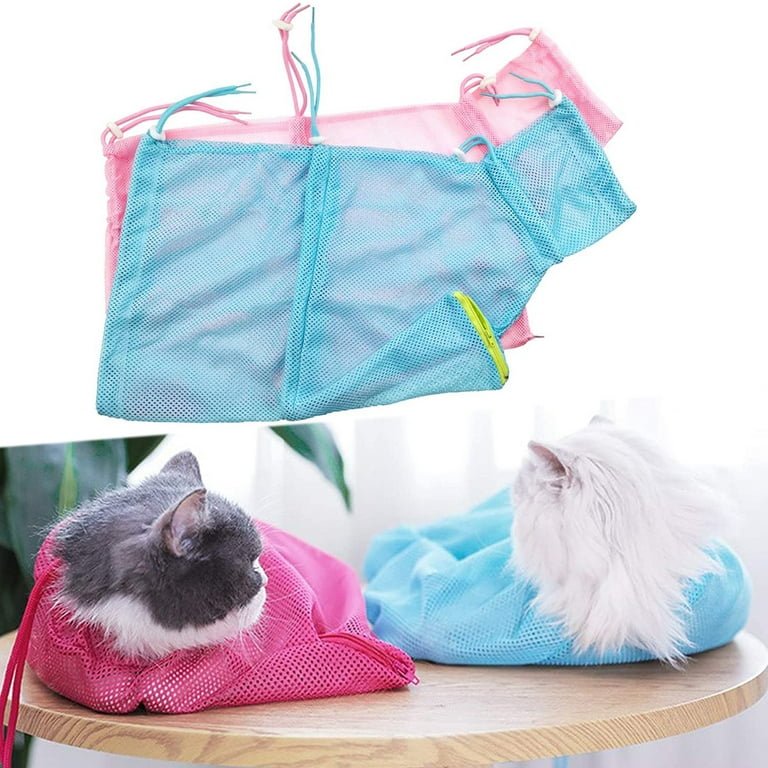  Cat Bag for Bathing Set with Cat Grooming Washing Bag  Adjustable Pet Shower Brush - Cat Bathing Mesh Bag Anti Scratch Anti Bite  Soft Durable for Cats & Dogs Restraint