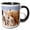 Black/White, variant on 3drose, Vermillion Flycatcher in Mesquite Tree, Pima County, Arizona., 11oz Two-tone Yellow Mug