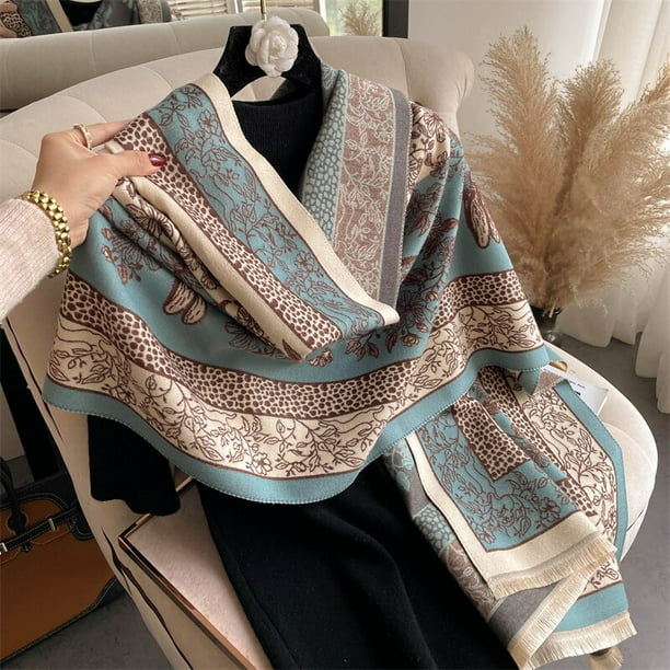 Bufanda de Cachemira de marca de lujo para mujer, chal cálido de diseño, manta de Pashmina gruesa, Poncho con borla, Echarpe para mujer 2022 Fivean unisex