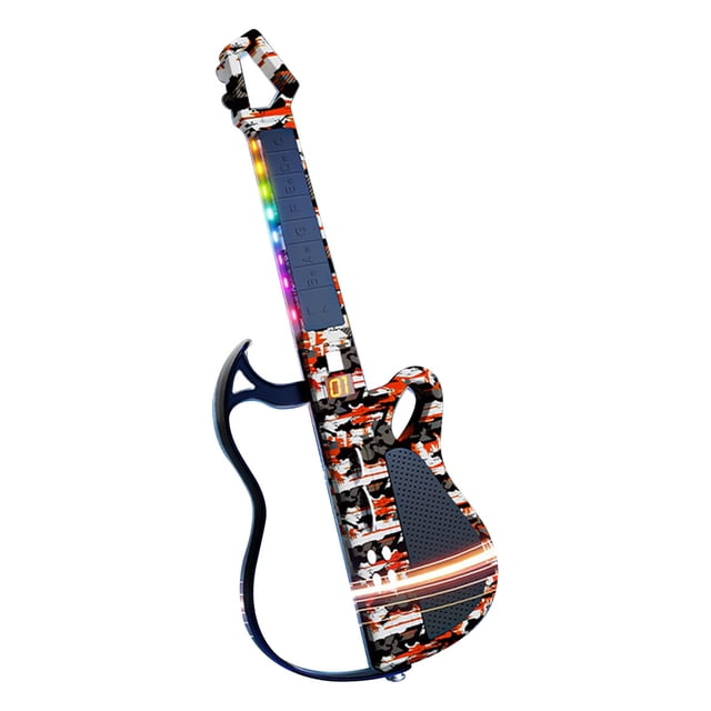 Red Smart Bluetooth Electronic Guitar For Kids No Strings Foldable Guitar With Auto Play One Man Band Mode Portable Music Toy Gift For Beginners Red