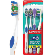 Colgate 360  Toothbrush with Tongue and Cheek Cleaner, Soft - 4 Count