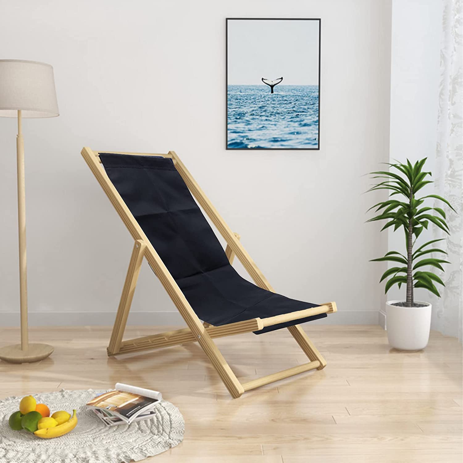 Beach Sling Chair Replacement Fabric Black Casual Simple Beach Chair Replacement Oxford Cloth for Home Beach Chair Protect Replacement (44.69x17.13inch) - image 3 of 5