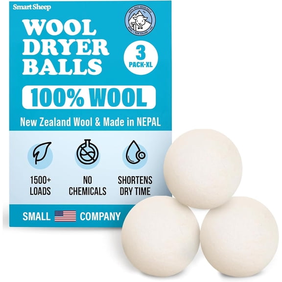 Wool Dryer Bs - 3-Pack XL Premium Natural Fabric Softener Award-Winning Replaces Sheets Laundry