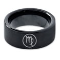 thumbnail image 2 of Tungsten Horoscope Virgo Band Ring 9mm Men Women Comfort Fit Black Flat Cut Brushed Polished Size 11.5, 2 of 4