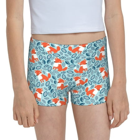 Pofeuu Abstract leaves fox Print Soft Cotton Girls Boyshort panties Toddler Underwear-X-Large