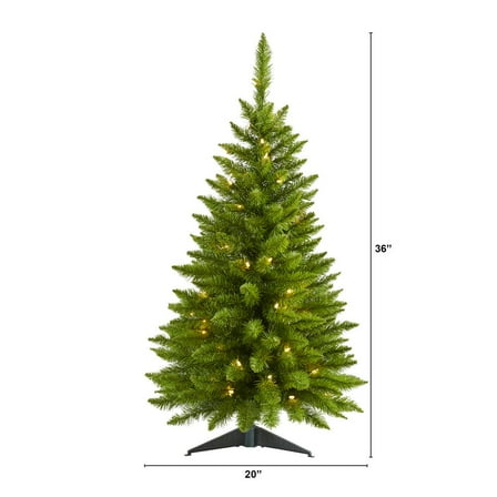 Nearly Natural 3ft. Providence Pine Artificial Christmas Tree in Metal Planter with 50 Warm White Lights and 143 Bendable Branches