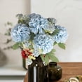 thumbnail image 4 of HuiXinOu 5-Head Artificial Hydrangea Bouquet Nordic Style Handheld Flower Road Guide Wall Decor Vibrant Color Faux Flowers for Wedding Home Tabletop Bedroom Shelf Decoration, 4 of 5