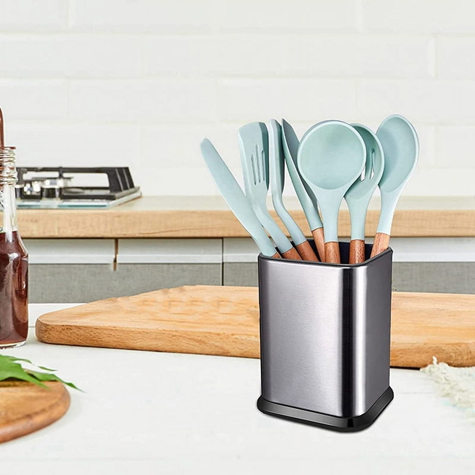 3X Kitchen Utensil Holder, Utensil Holder for Countertop Cooking Utensil Holder Deep and Stable Organizer