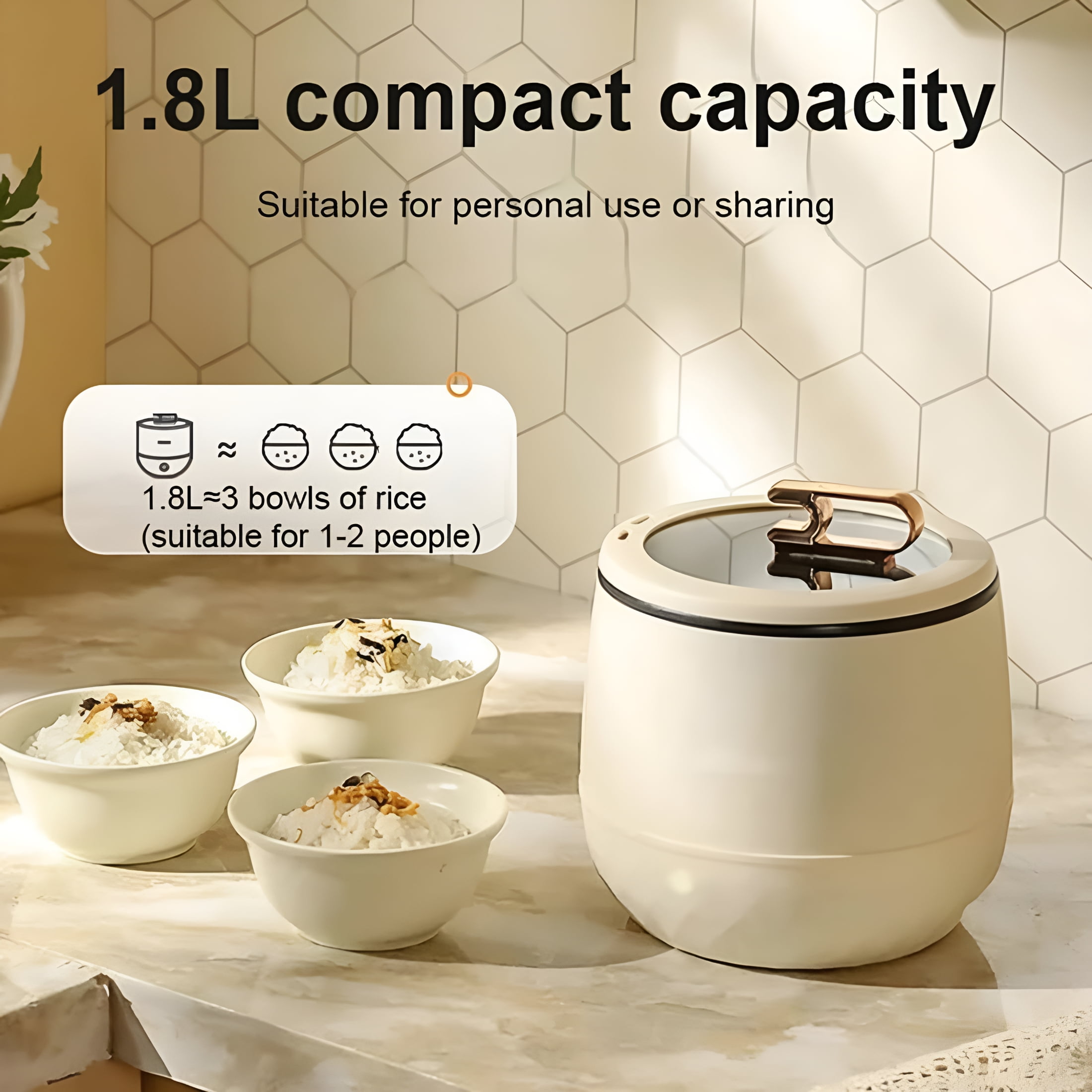 HIBIBUD Smart Mini Rice Cooker Multifunctional Electric Rice Cooker 6 in 1 Non Stick Ceramic Pot with Lid Mini Hot Pot Portable Mini Rice Cooker