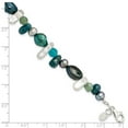 thumbnail image 2 of Auriga Fine Jewelry 925 Sterling Silver Aventurine Blue Quartz Pearl Bracelet 7.75inch for Women, 2 of 6