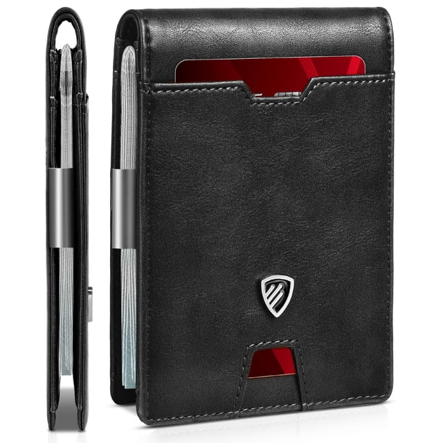 Billetera RUNBOX Slim con bloqueo RFID, plegable y clip para billetes