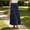 Navy, variant on IUYRTFE Women Elastic Waist Cotton Linen Midi Skirt Solid Color Casual A Line Skirt for Summer Vacation Daily Wear