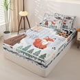 thumbnail image 2 of Castle Fairy Cute Camo Woodland Animal Zipper Full Size Comforter Sets with Fitted Sheet and 2 Pillowcases,Fox Bear Deer Puppy Pine Zipper Bedding Set,Gray Cream White,Grey Reversible,4pcs, 2 of 6