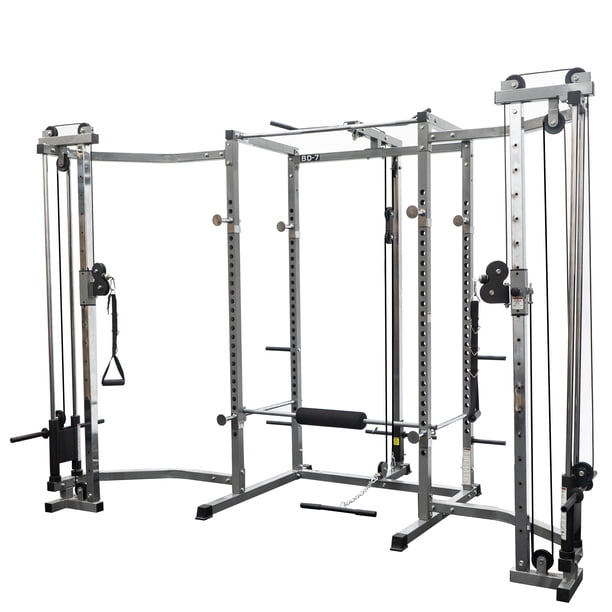 BD7BCC Power Rack with Lat Pull & Cable Crossover Attachments