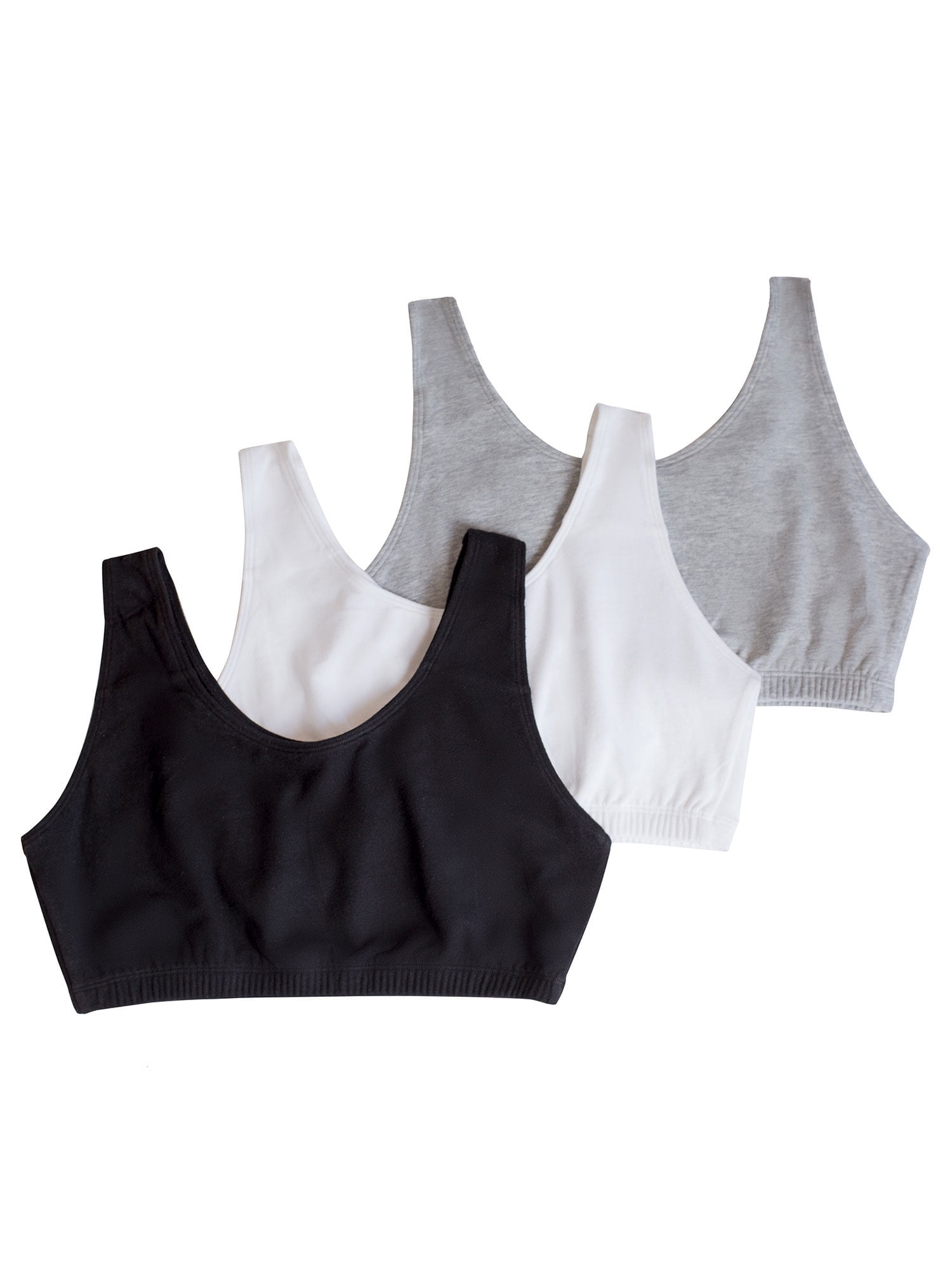 Women's Fruit Of The Loom 9012 Tank Style Sports Bra - 3 Pack (KALEIDOSCOPE/WHT/PEACH 46)