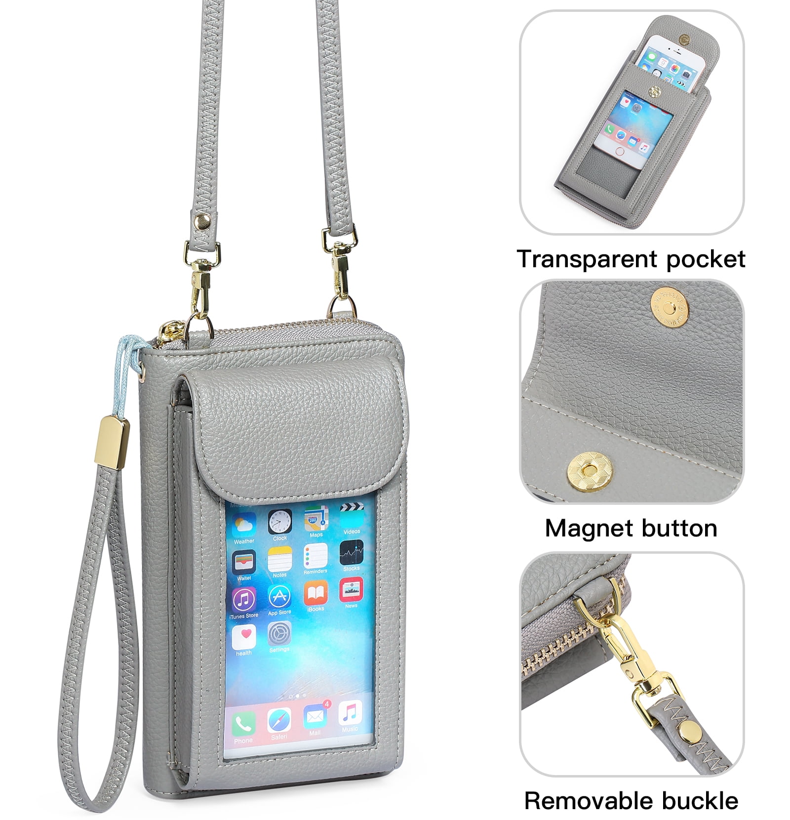 FALAN MULE Small Cell Phone Crossbody Bag Purse for Women, PU Leather Wallet Purse