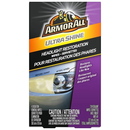 Armor All Headlight Restorer Wipes - Ultra Shine 6 Pack
